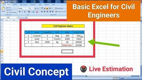 Basic Excel Sheet for Civil Engineer | Estimating | Civil Concept