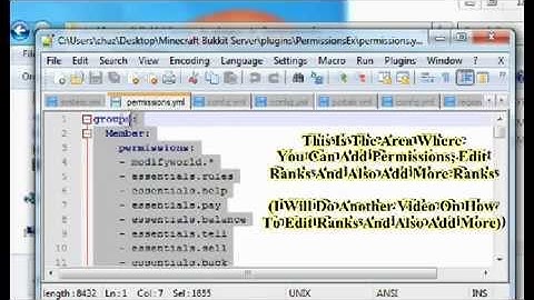 Minecraft 1.8 - How To Set Up Groups/Ranks Using PermissionsEx!