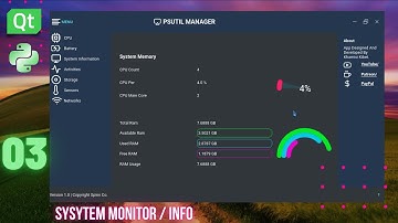 #3 Desktop App To Monitor All System Information | Python | PYQT | PYSIDE2/6 | PSUTIL Modern GUI/ UI
