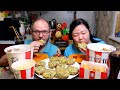 Мукбанг Картошка с чесноком и сыром + KFC/ Вспомнили почти все фастфуды / Mukbang
