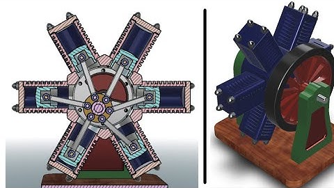 6 Cylinder Radial Engine CAD