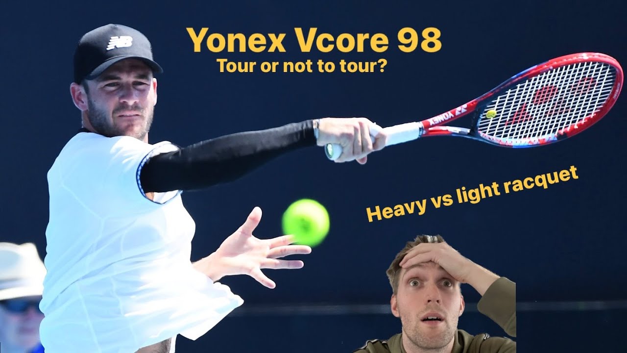 Yonex Vcore 98 Tour vs regular (heavy vs light racquet). How much specs