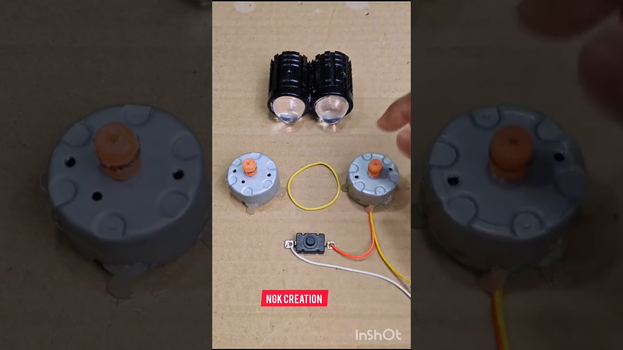 DIY Mini Generator Experiment | DC Motors + LED Light ⚡🔋 #shorts