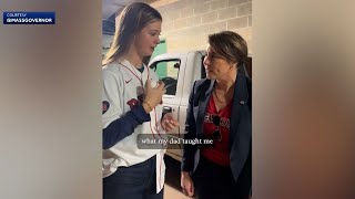 Tim Wakefield's daughter shows Mass. governor how to throw knuckleball