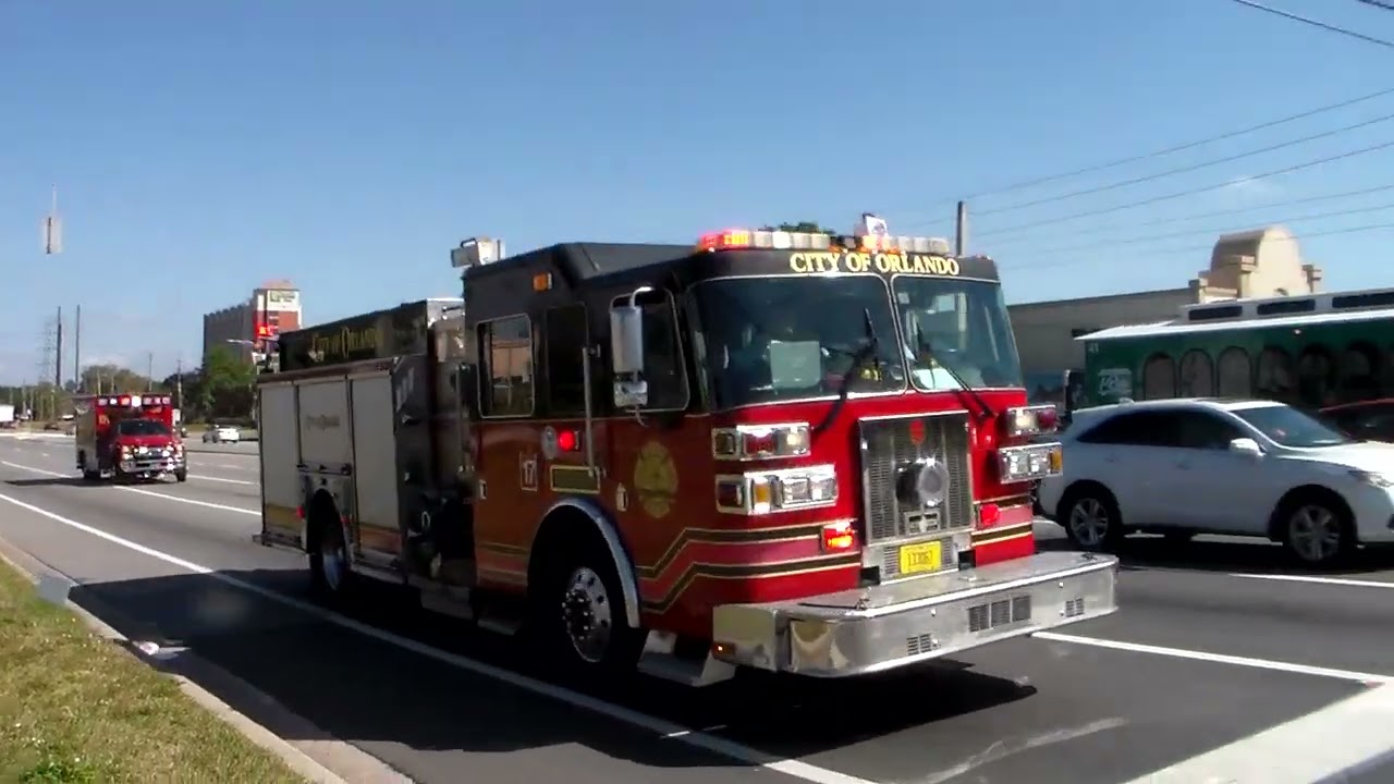 Orlando Fire Department Engine 17 Spare and Medic 171 Responding