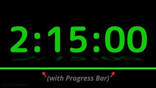 SILENT - 2 Hours and 15 Minutes Countdown - Green Reflection with Progress Bar and Chapters