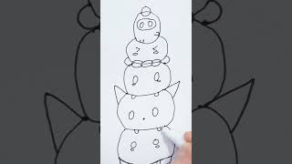 How to Draw Cute Ice Cream Animals Easy! Everyone can repeat this #shorts