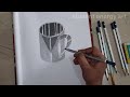 Easy to way draw realistic mug/steel look shading/mug drawing