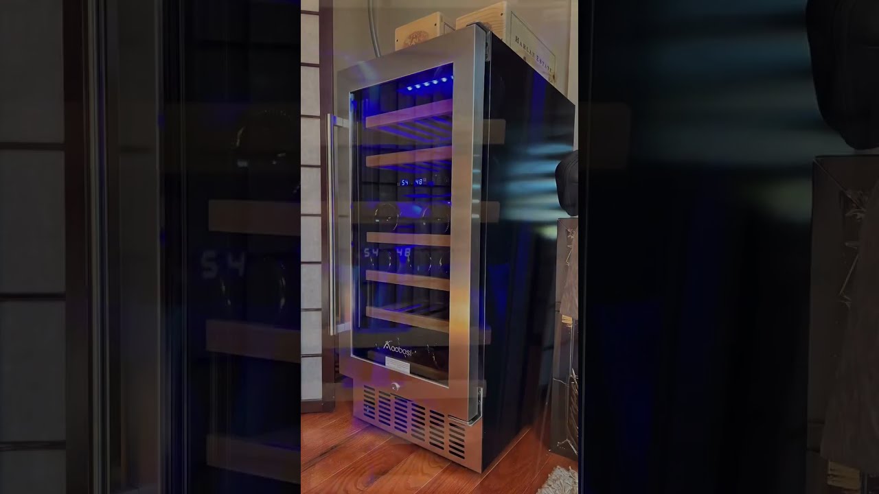 AOBOSI ‎JC85B 15 Inch Wine Cooler, 28 Bottle Dual Zone, Freestanding