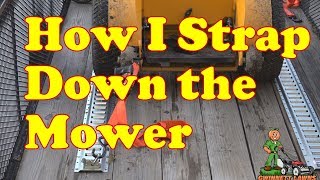 How to strap down a Wright 36i or other mower with the etrack system