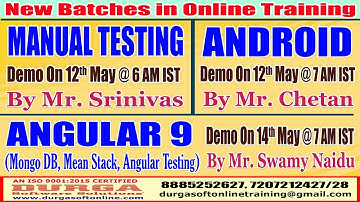 New Batches in Online Training @ DURGASOFT