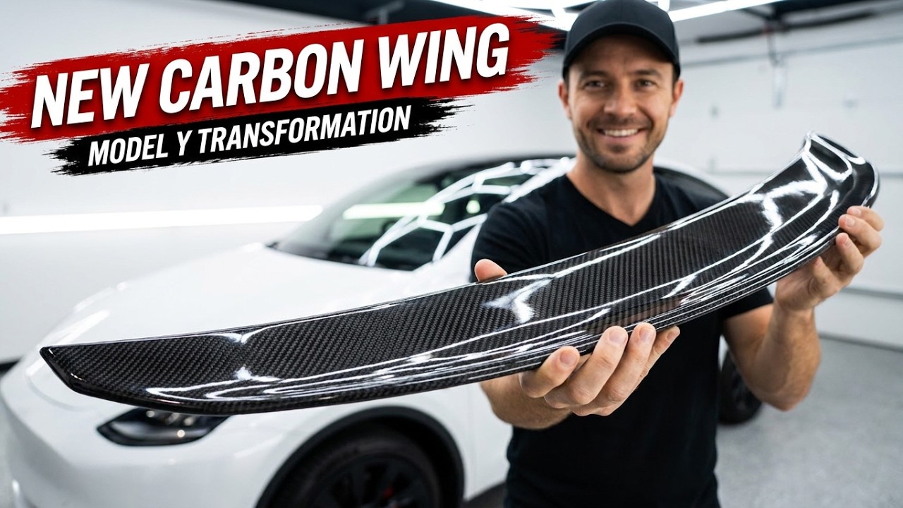 Tesla Model Y V-Style Carbon Fiber Spoiler #teslamodely - YouTube