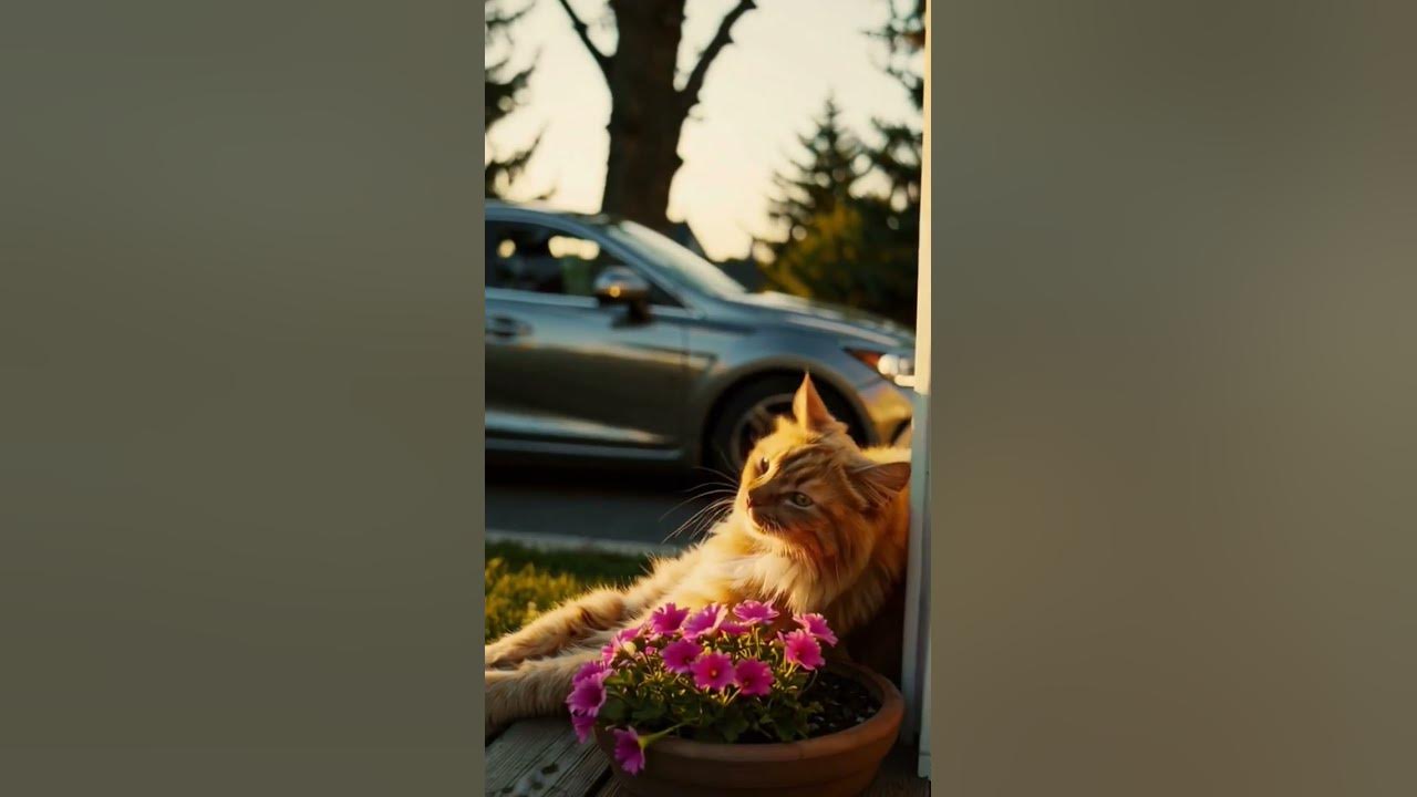 A beautiful moment a car stop in orange cat #song #coversong #arijitsingh #bollywood #ai #cat