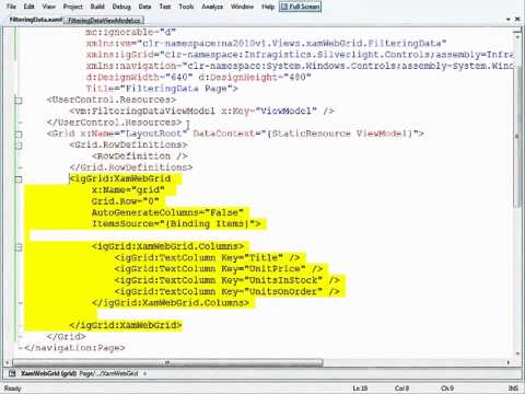 xamGrid filtering data