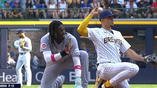 Elly De La Cruz Steals two bases and home on two pitches against the Milwaukee Brewers July 8th 2023