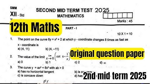 12th Maths question paper 2nd mid term 2025