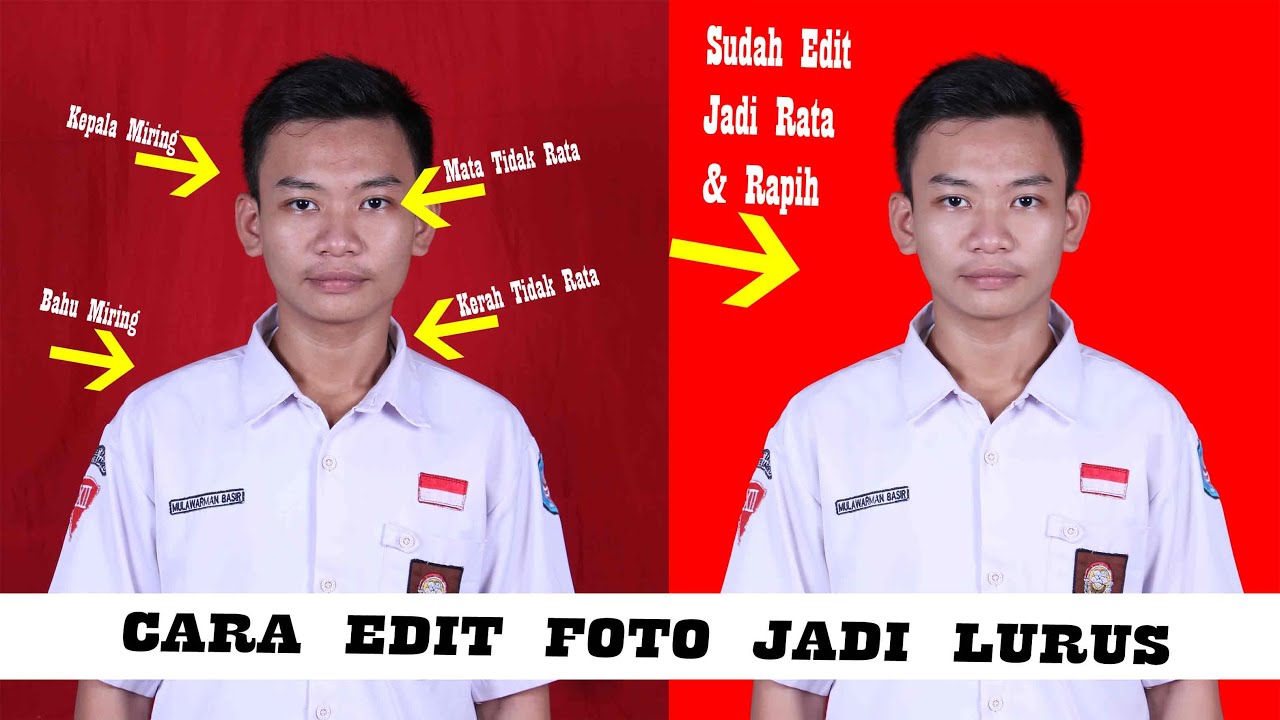 cara edit foto pas foto dari miring jadi lurus - YouTube