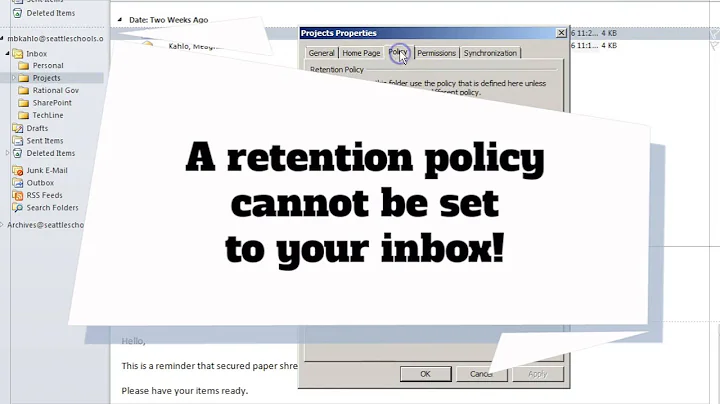 Email Retention Training: Apply Retention Policy