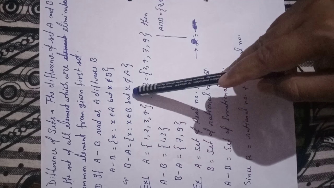Complement set and their properties, Difference set - YouTube