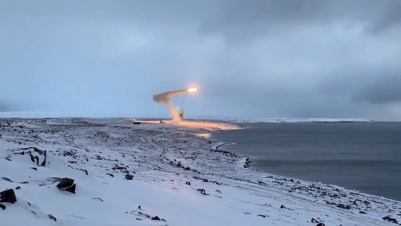 Oniks anti-ship missile from Russia's Trefoil military base on Alexandra Land.