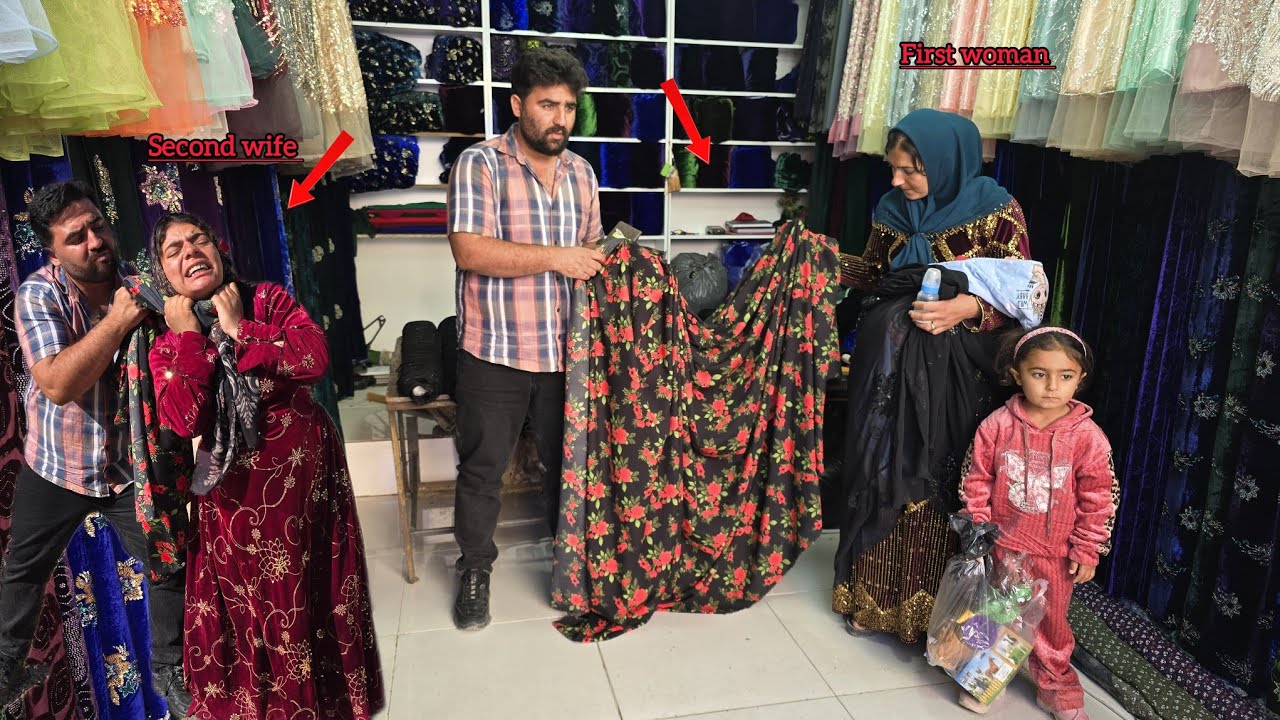 Second lady was angry with her husband because he had taken the first lady to town to buy clothes.