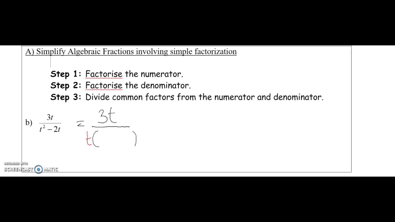 How to Simplify Algebraic Fraction using simple ...