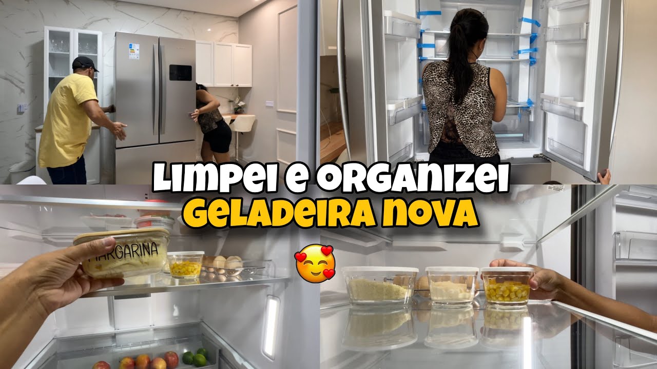 LIMPEI E ORGANIZEI NOSSA GELADEIRA NOVA 😍| ELA É LINDA E ESPAÇOSA | GELADEIRA 3 PORTAS BRASTEMP 