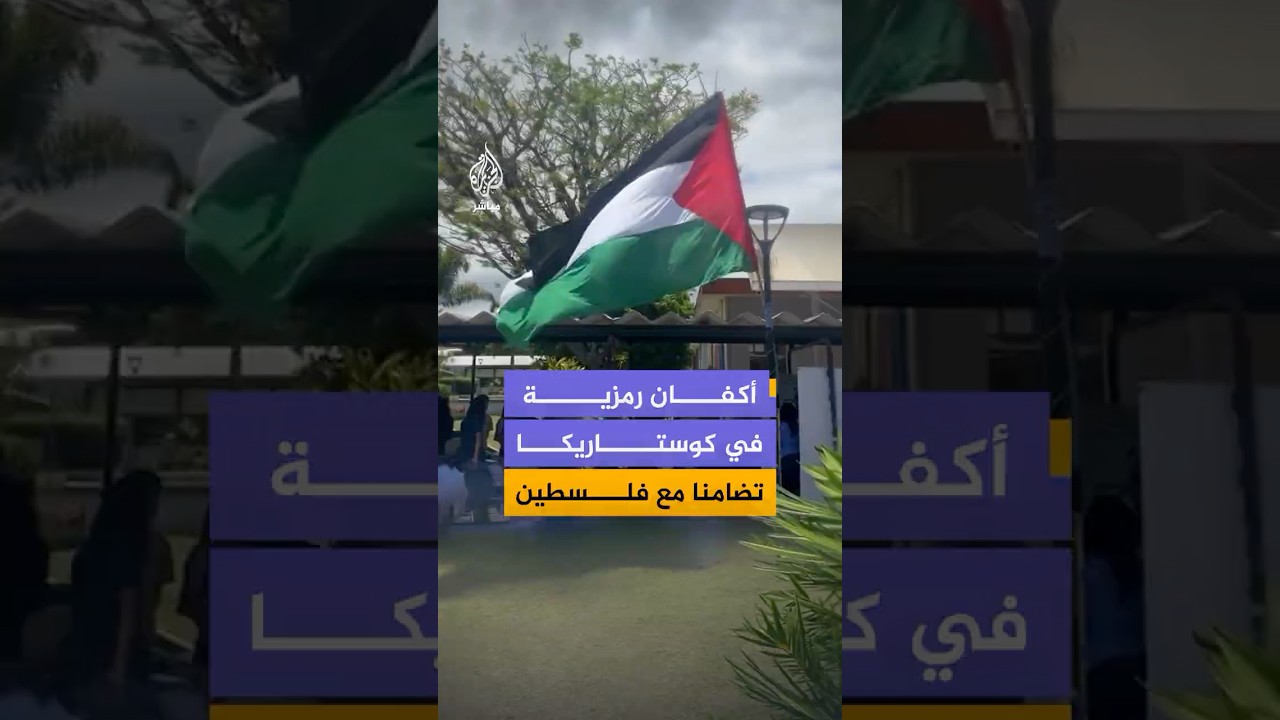 أكفان رمزية لأطفال وورود تضامنا مع فلسطين في مدينة كارتاغو بكوستاريكا