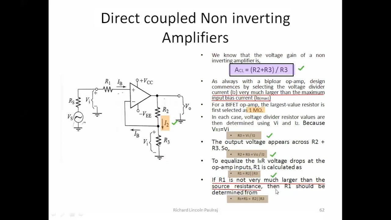 L14 , M1, OP AMP FUNDAMENTALS , Direct coupled Non inverting Amplifiers