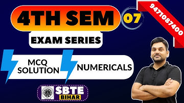 #7 Exam Series I MCQ and Numerical I Polytechnic SBTE I Engineers Group I Diploma semester class