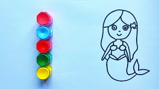 How to Draw ✍️ Mermaid 🧜🏻‍♀️ Painting 🖌️, Coloring 🎨 | Coloring and Drawing for kids