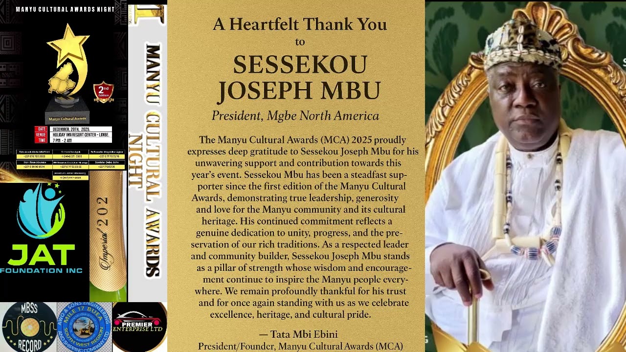 Manyu Cultural Awards (MCA) 2025 Sponsor- Sessekou Joe Mbu