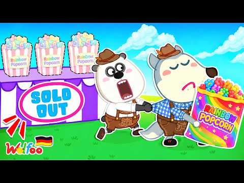 Wolfoo Story 🐺 Rainbow Popcorn Challenge! 🍿 Wolfoo learns that sharing is caring