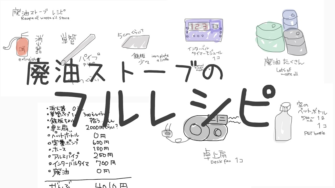 廃油ストーブ　消化器　10型 小さめ廃油ストーブ 作り方 消火器サイズ フルレシピ - YouTube