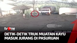 Menegangkan, Detik-detik Truk Muatan Kayu Masuk Jurang Terekam CCTV | Kabar Utama tvOne