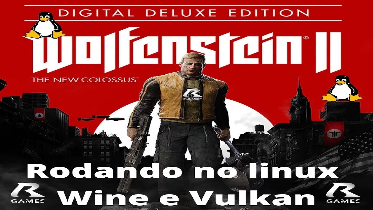 Wolfenstein II The New Colossus rodando no linux com wine + vulkan