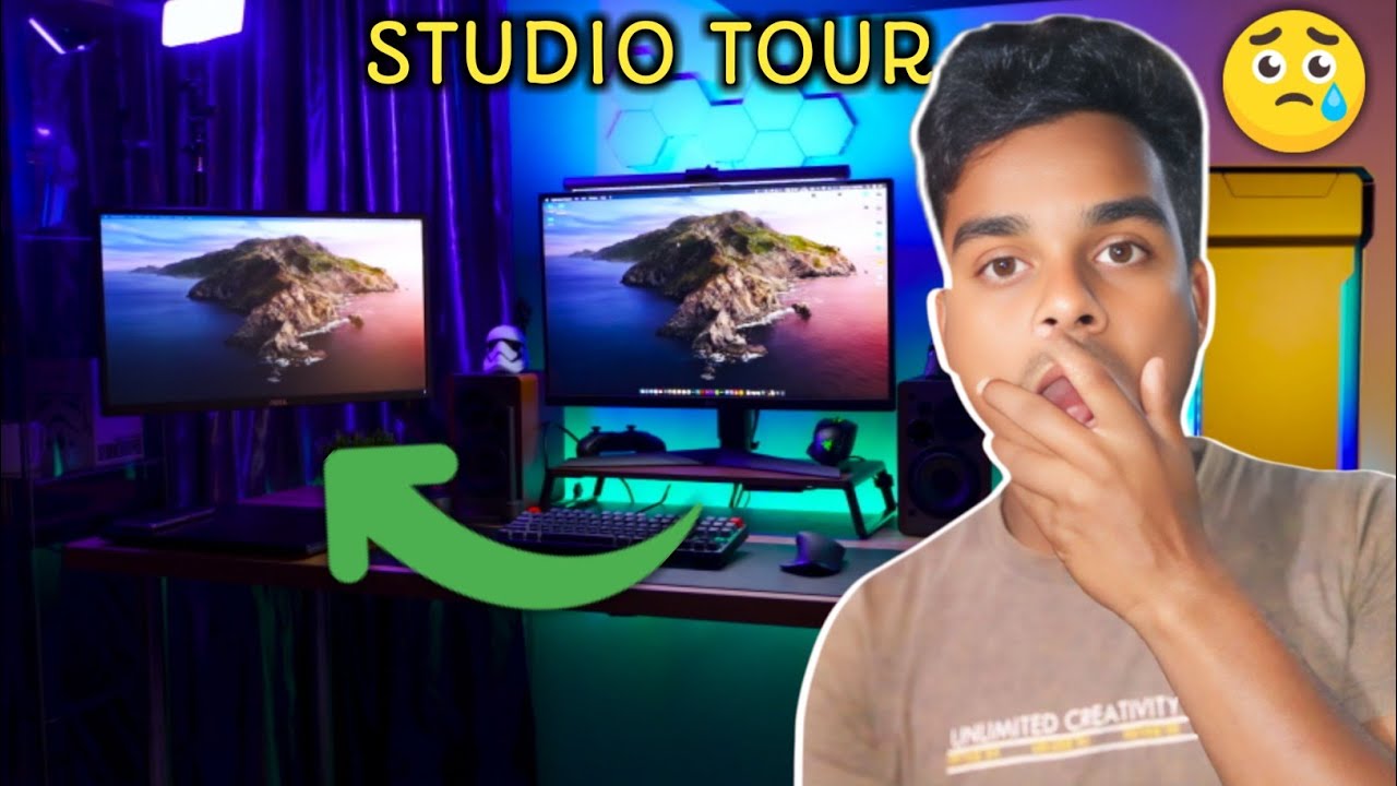 New YouTube Setup 😭 | Youtube Studio Tour 😱 youtube setup low budget ...