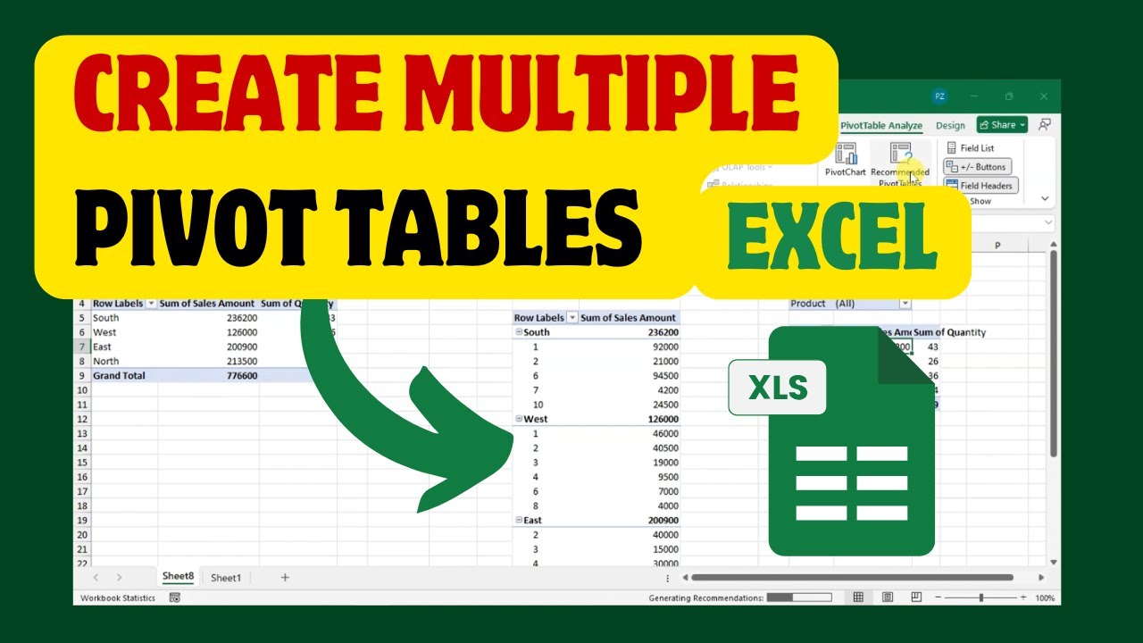 Multi Pivottable How To Create Multiple Pivot Tables In One Sheet - YouTube