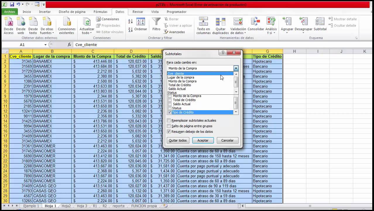 Funci n Subtotales En Excel YouTube