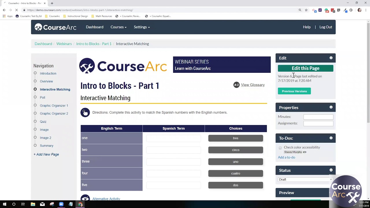 CourseArc Blocks - Interactive Matching
