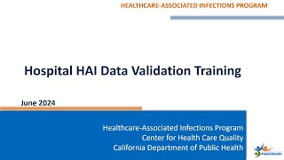 HAI Hospital Data Validation Training June 2024