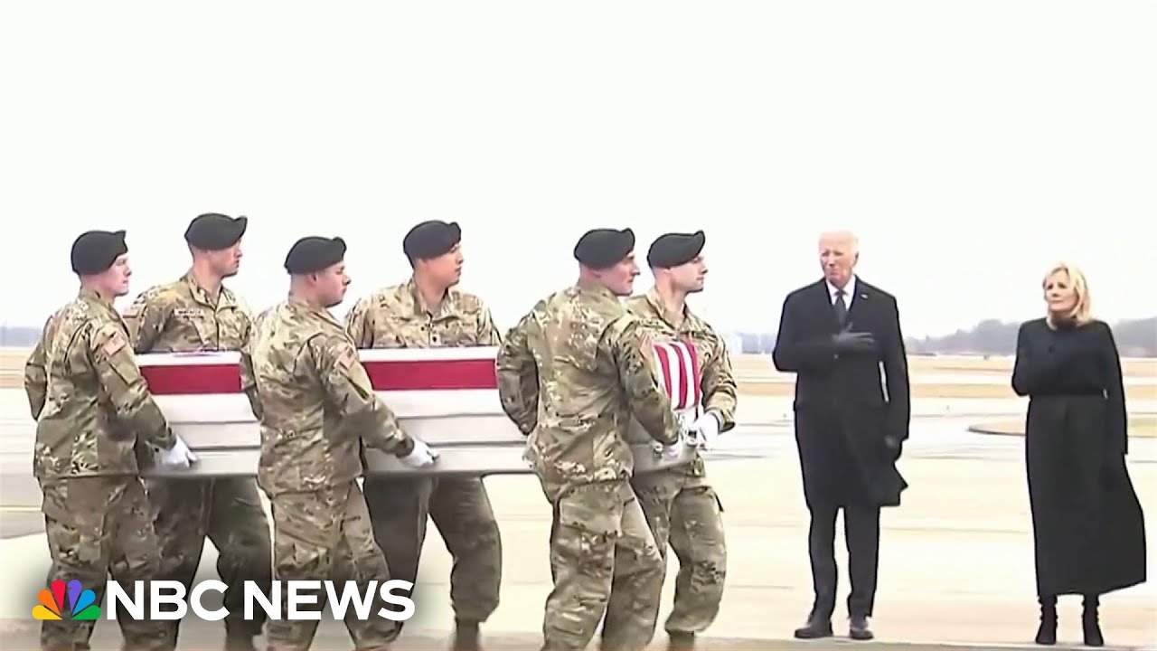 Biden attends dignified transfer of soldiers killed in Jordan