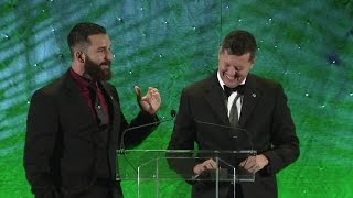 Redmond Ramos, J.R. Martinez, and Patrick Murphy on stage Travis Manion Foundation 2016