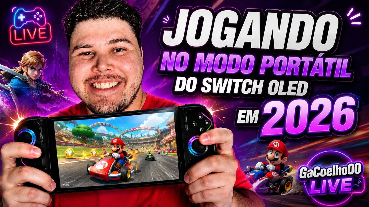 Jogando Nintendo Switch OLED em 2026 no modo portátil !!! - Mario