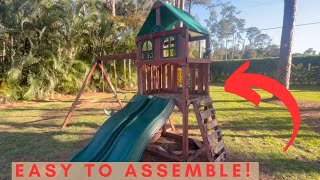 Review: Gorilla Playsets Playmaker Deluxe Wooden Swing Set with Vinyl Canopy Roof, Dual Wave Slides
