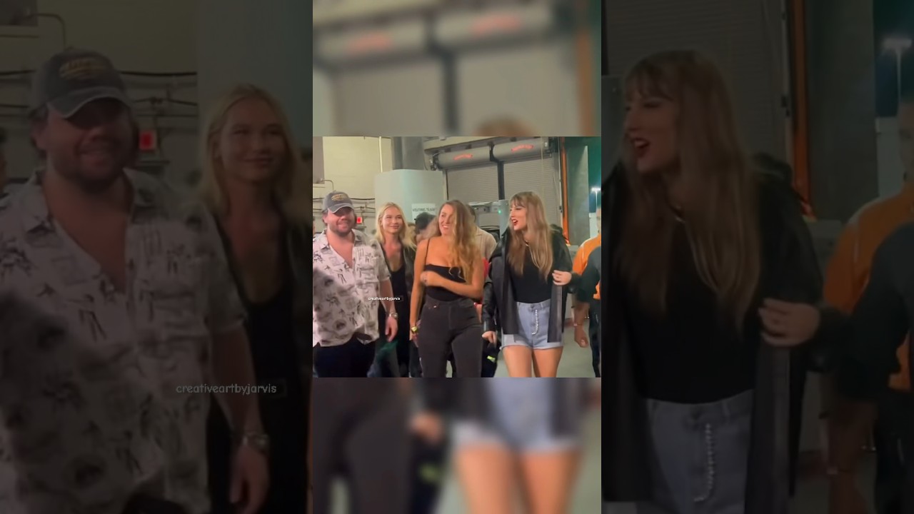 Taylor with Blake Lively, Ryan Reynolds and Hugh Jackman entering at the Stadium's Security Area 🥰