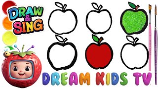 sparkly glitter apples coloring fun for kids toddlers nursery rhymes kids songs