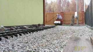 Kolej Ogrodowa 300mm - Zaprawa murarska jedzie koleją