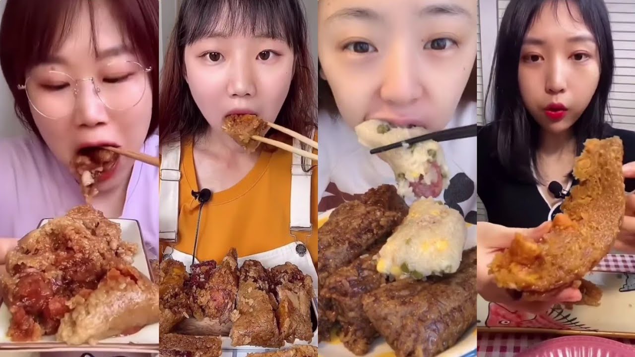 SAVOURY MEAT GLUTINOUS RICE DUMPLINGS; 'ZONGZI' (粽子)||*Subtitled* Chinese Dessert Mukbang 디저트 먹방 吃播