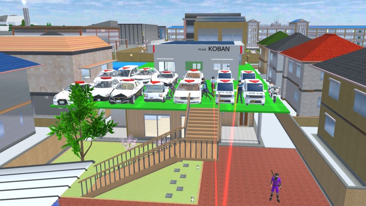Collection all of police cars 🚓🚔 at new police station home boy SAKURA School Simulator